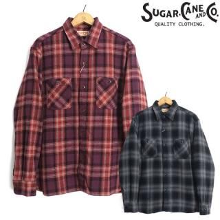 奬 SUGAR CANE [SC29359] Ĺµ ĥå  ͥ륷 TWILL CHECK WORK SHIRT 