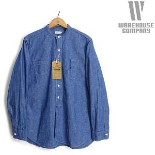ϥ WAREHOUSE Lot 3046 ɥ顼 ֥졼 STAND COLLAR CHAMBRAY SHIRTS 