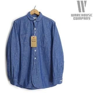 ϥ WAREHOUSE Lot 3047 饦ɥ顼 ֥졼 ROUND COLLAR CHAMBRAY SHIRTS 