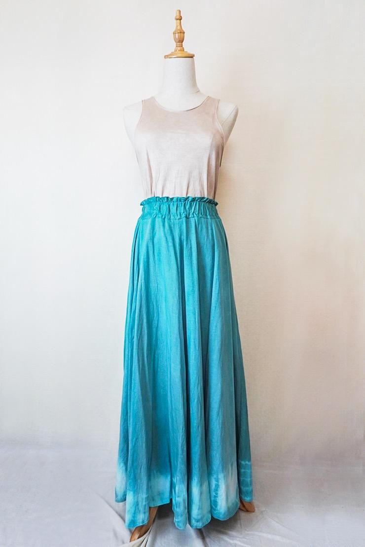 Cotton flare long skirt  Under the sea 