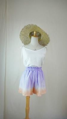 Cotton Relax Short Pants  Lilac x Apricot  