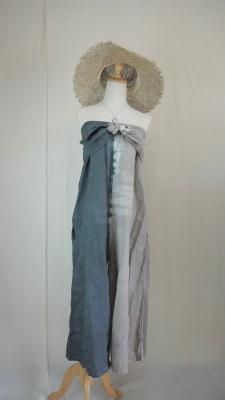French Linen Ribbon All in one  Taupe x Black 