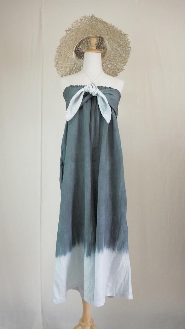 French Linen Ribbon All in one  Black x Lightgray  