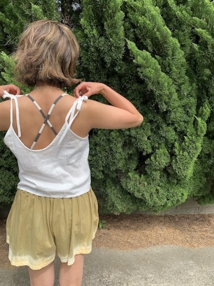 French Linen Ribbon Camisole  Taupe  