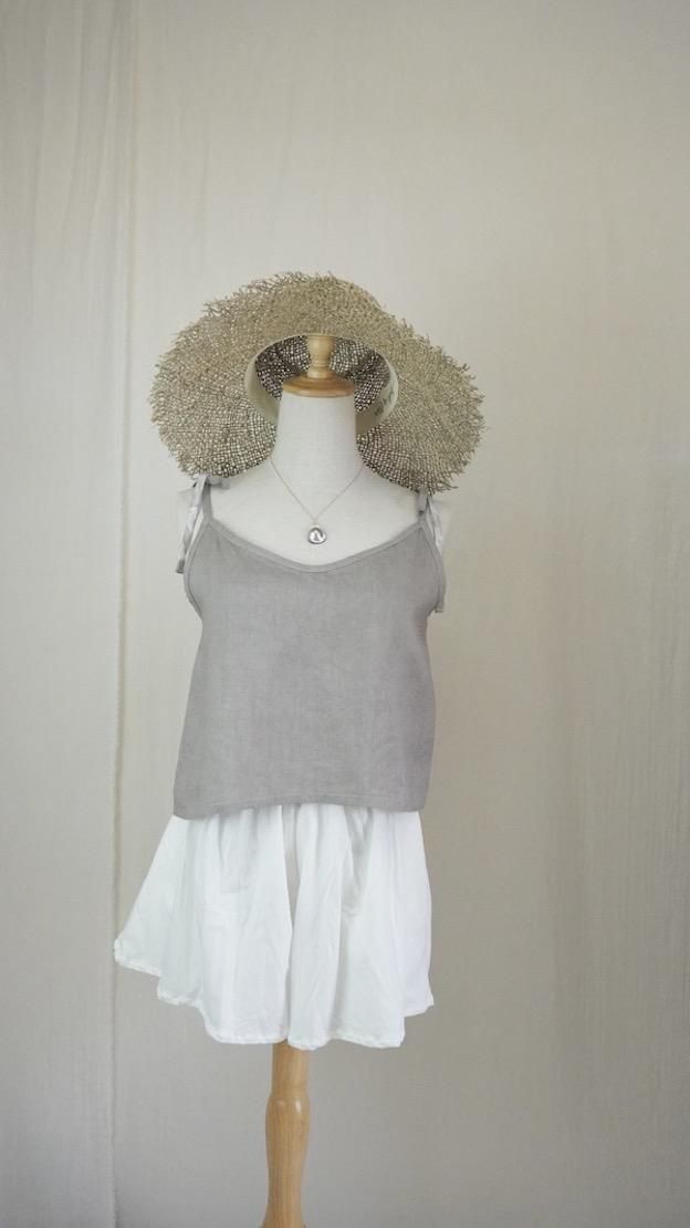 French Linen Ribbon Camisole  Taupe  