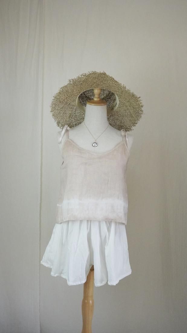 French Linen Ribbon Camisole  Sandy Beach  