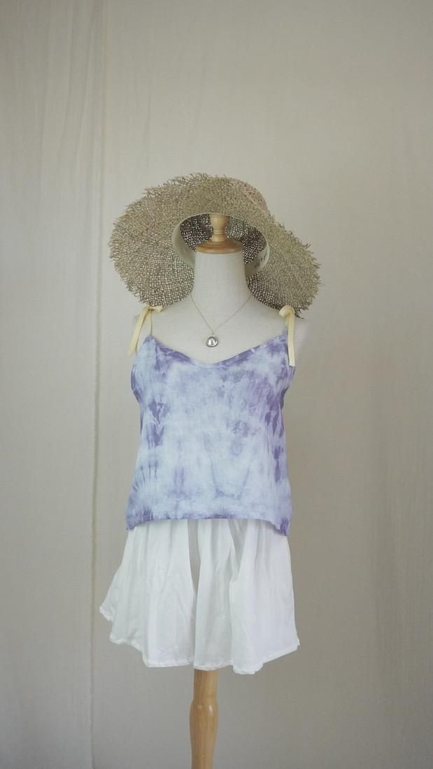 French Linen Ribbon Camisole  Lavender x Custard  