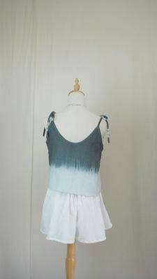 French Linen Ribbon Camisole  Black x Lightgray  