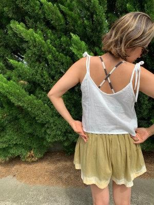 French Linen Ribbon Camisole  Black x Lightgray  