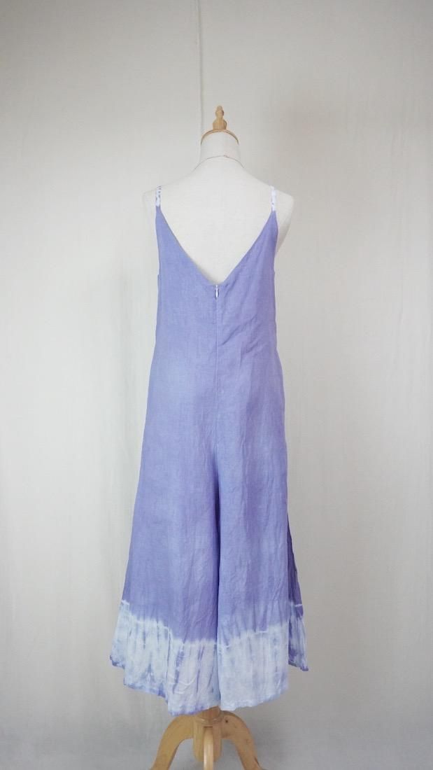 French Linen Long Rompers  Lavender 