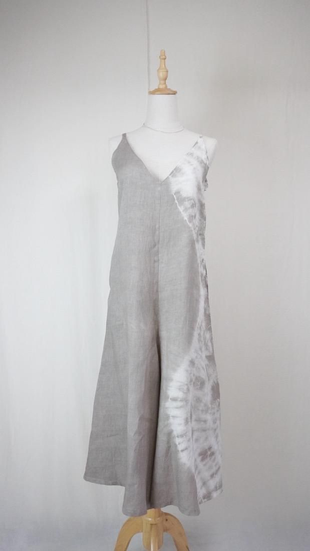 French Linen Long Rompers  Taupe 