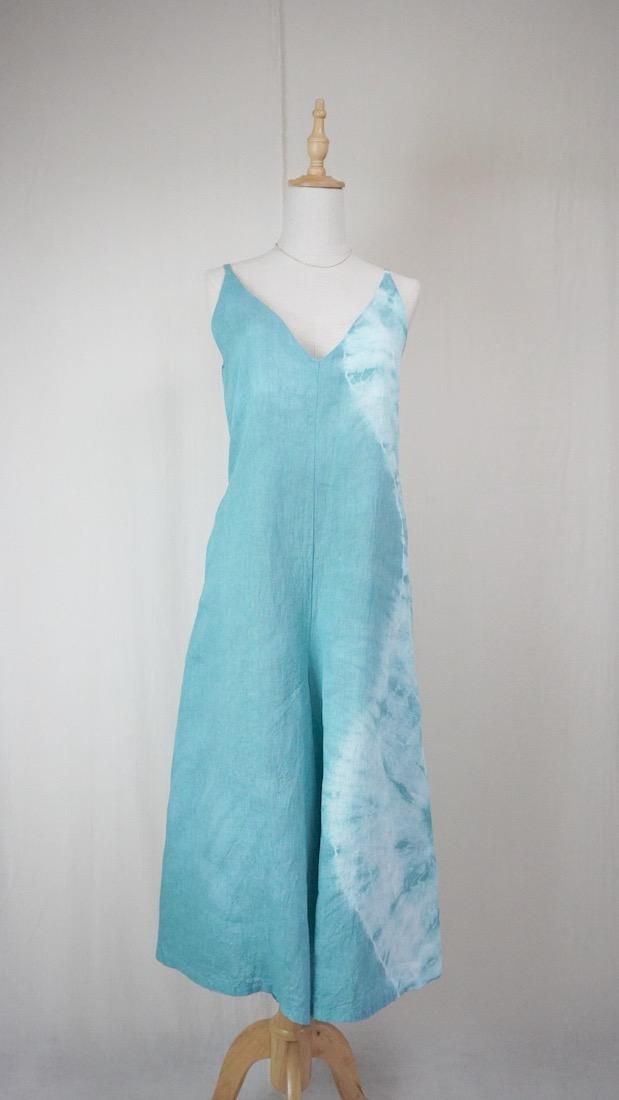 French Linen Long Rompers  Under the sea 