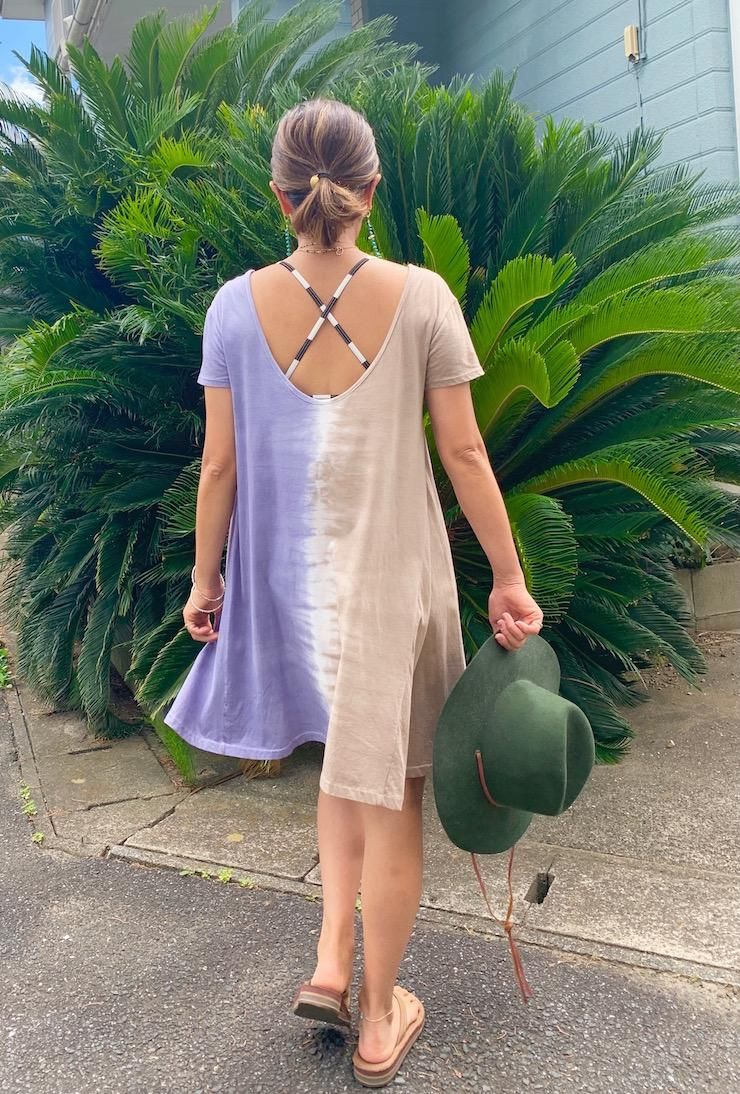 Cotton A line OP  Cafelate x Vintageblue  