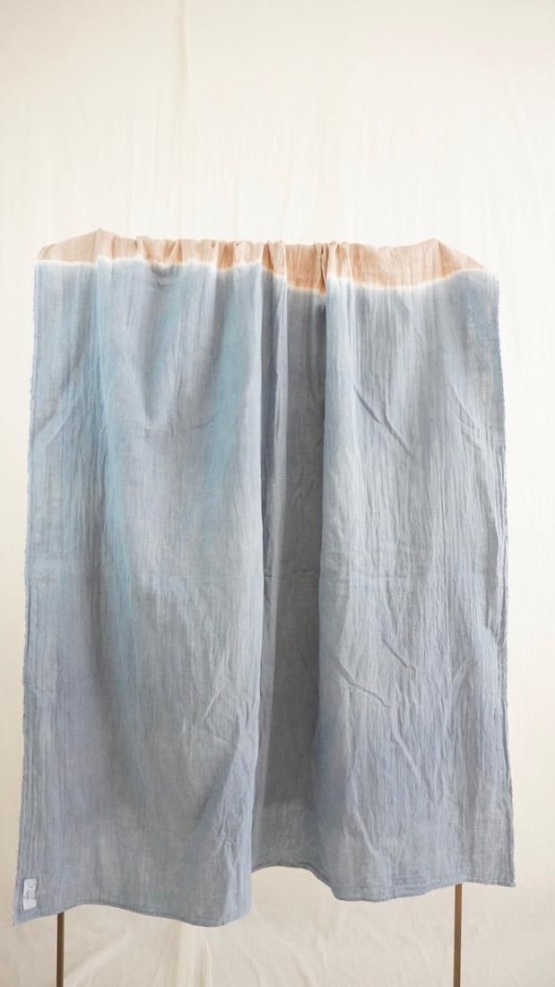 Organic Cotton W-gauze Big stole  x Natural Dyed  AI x Coffee  