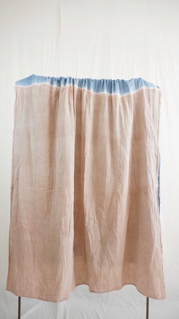 Organic Cotton W-gauze Big stole  x Natural Dyed  AI x Coffee  