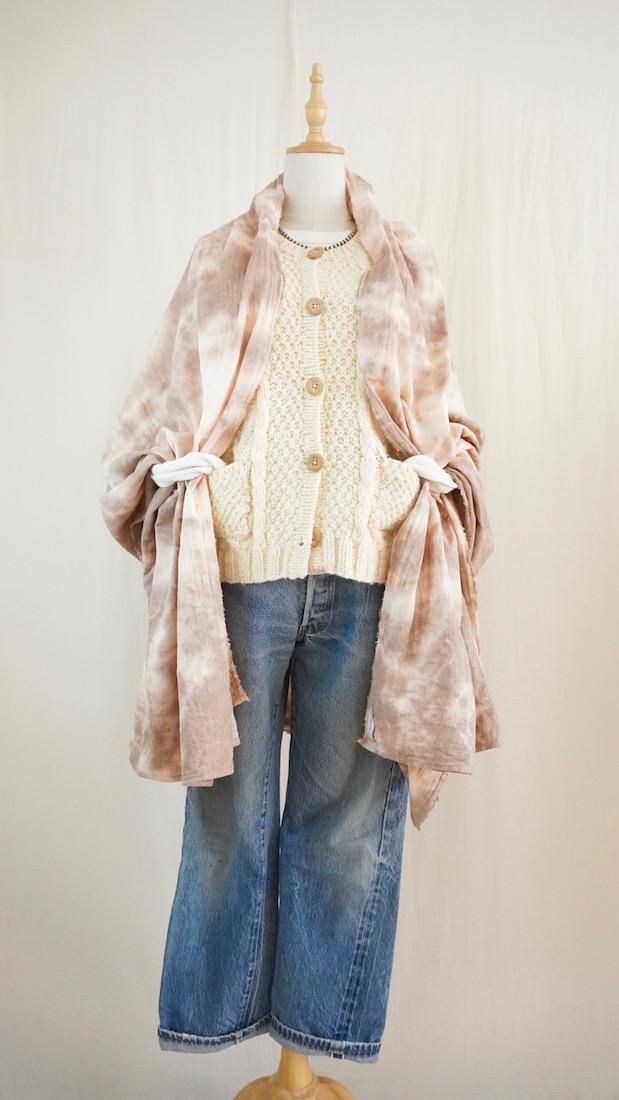 Organic Cotton W-gauze Big stole  x Natural Dyed “ Coffee ” 