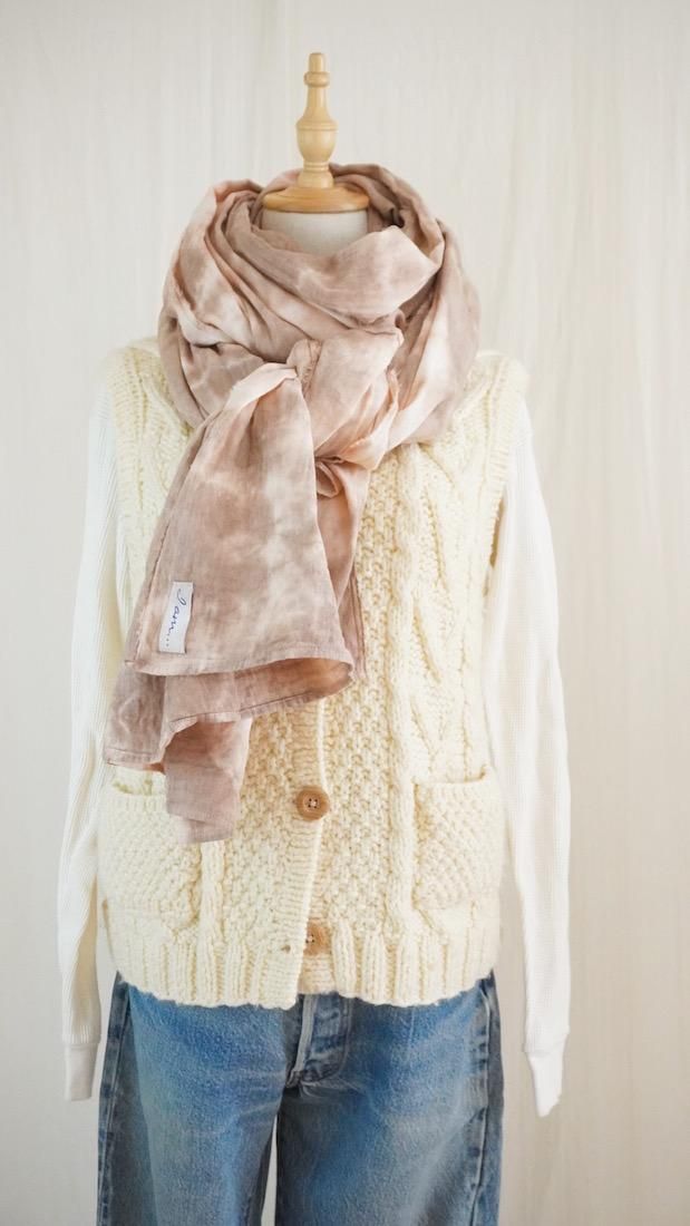 Organic Cotton W-gauze Big stole  x Natural Dyed “ Coffee ” 