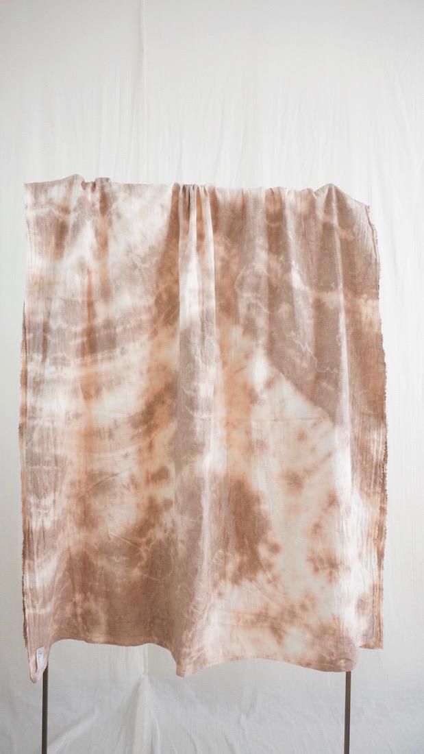 Organic Cotton W-gauze Big stole  x Natural Dyed “ Coffee ” 