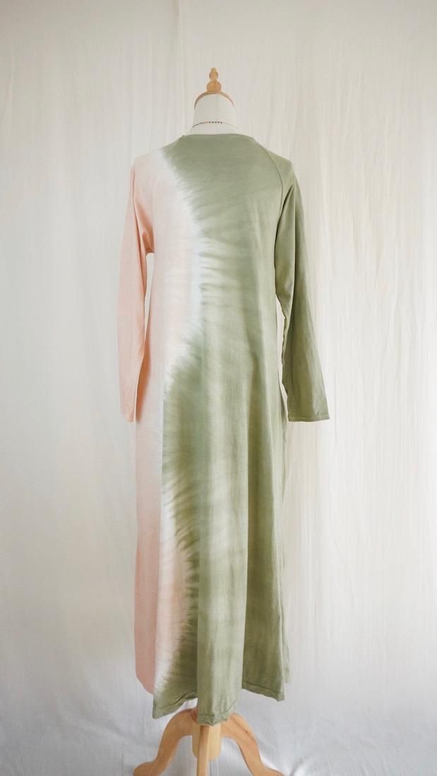 Cotton Long Sleeve OP  Greentea x Orangebeige 