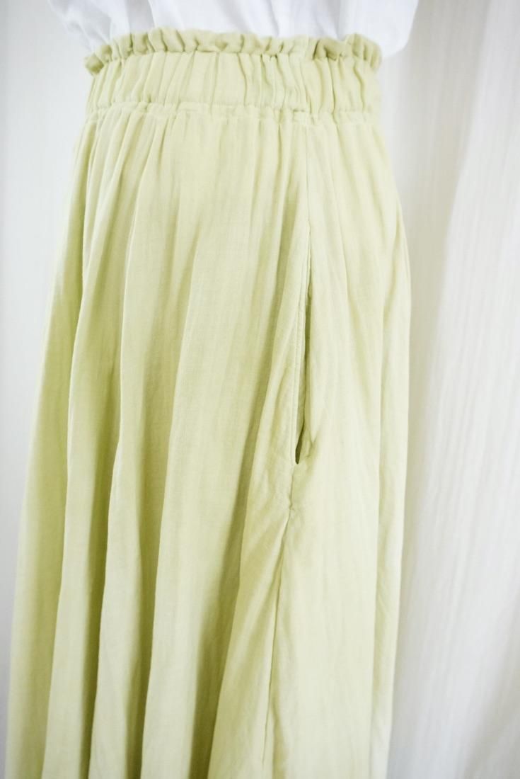 W gauze  flare long skirt “ Ginkgo x Lavender  ”