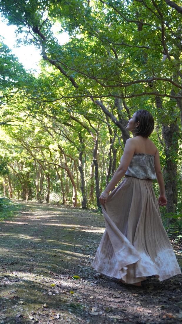W gauze  flare long skirt  Sunset Time  