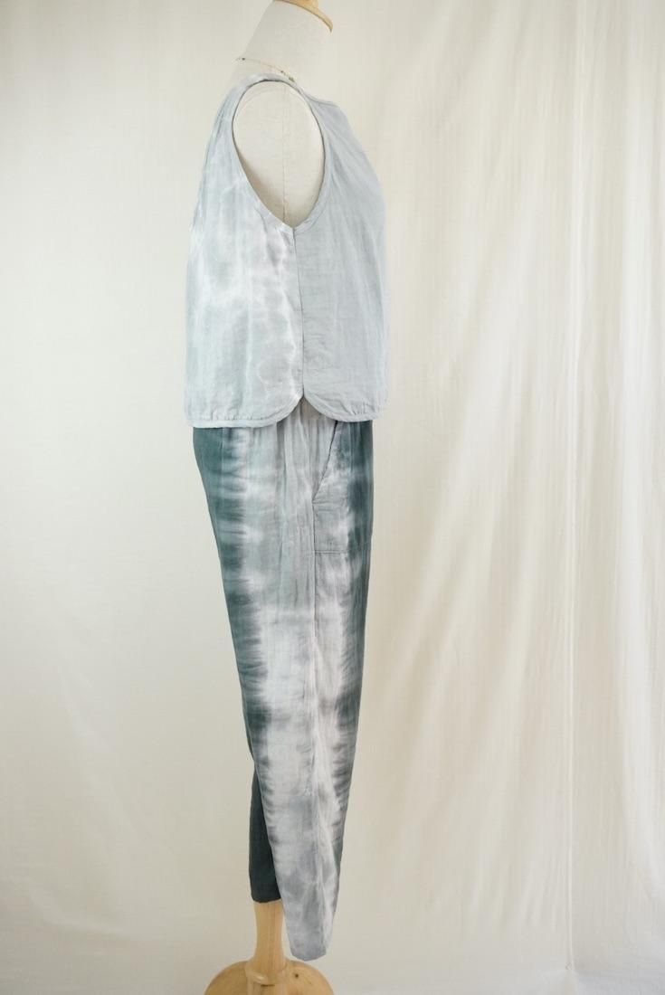 W gauze Easy Pants Black x Lightgray 