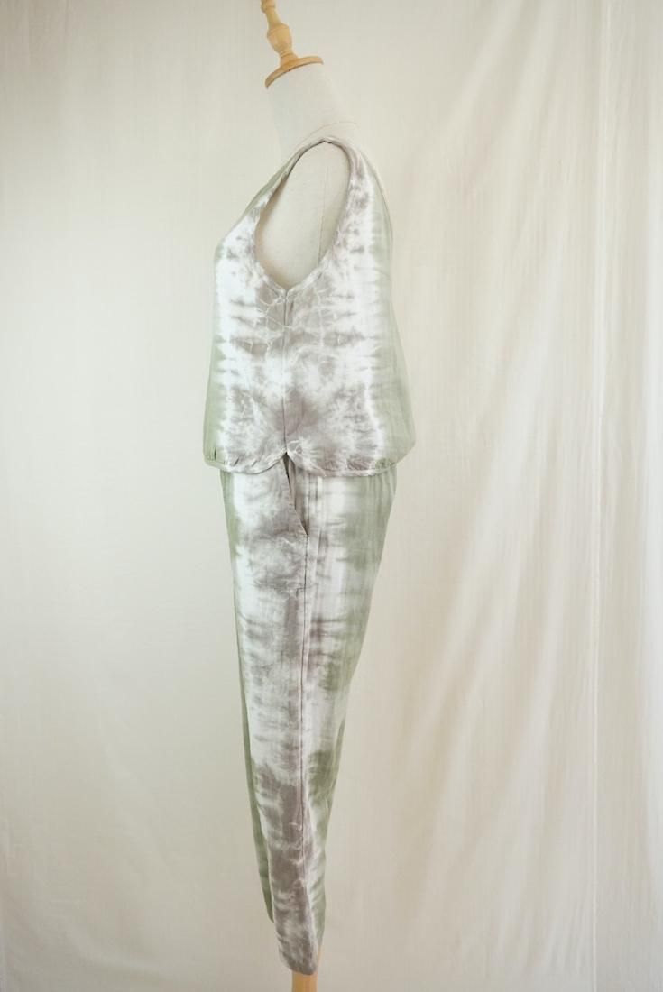 W gauze Easy Pants Greentea x Taupe 