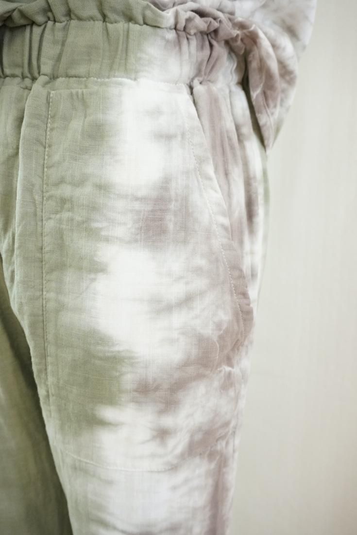 W gauze Easy Pants Greentea x Taupe 