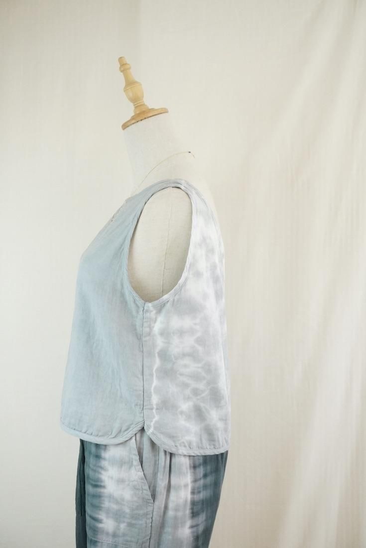 W gauze Back Open Tank Lightgray 