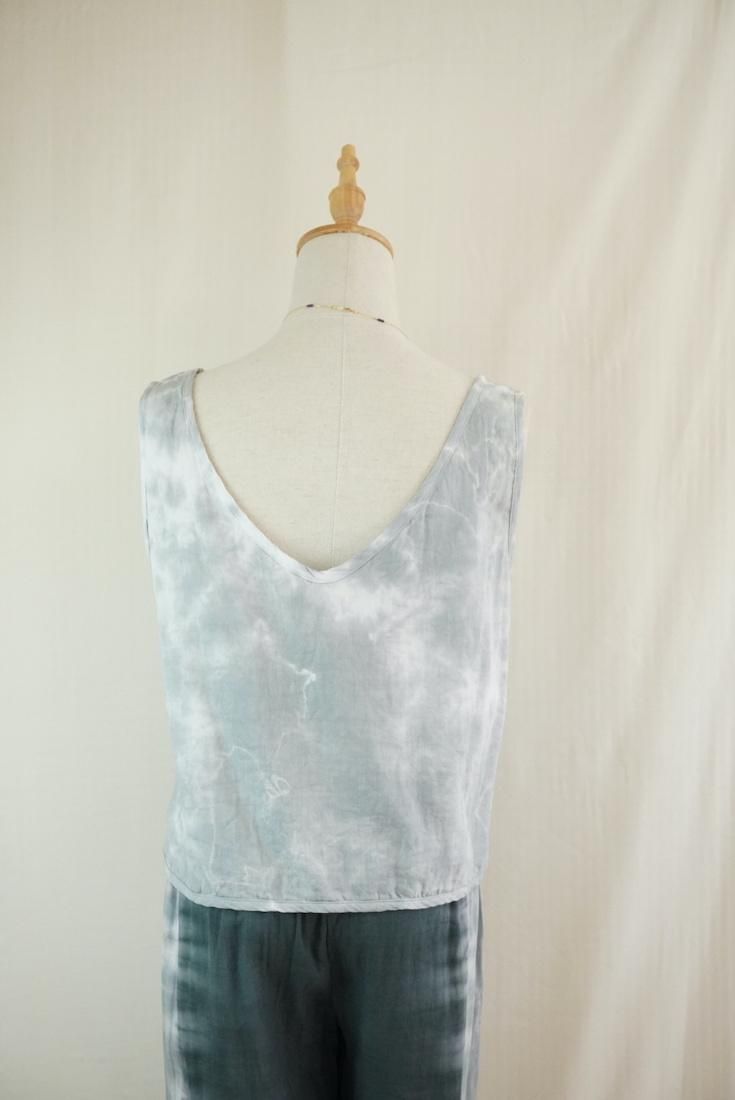 W gauze Back Open Tank Lightgray 