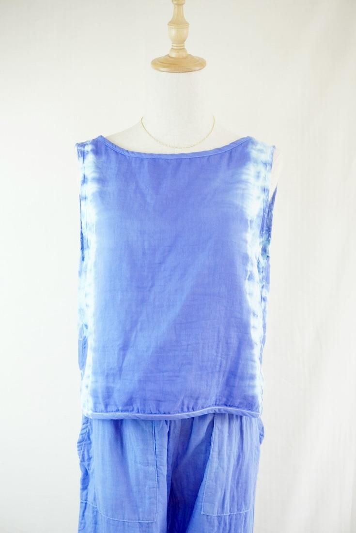 W gauze Back Open Tank “Horizon ”