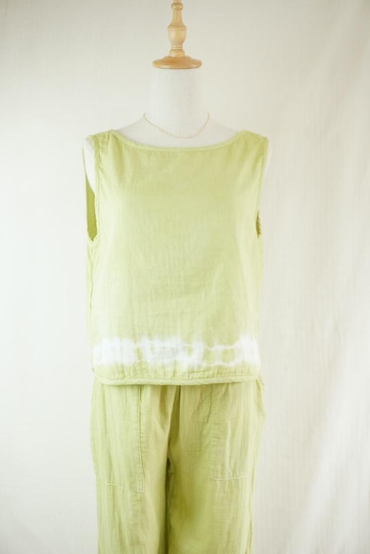 W gauze Back Open Tank “Ginkgo ”
