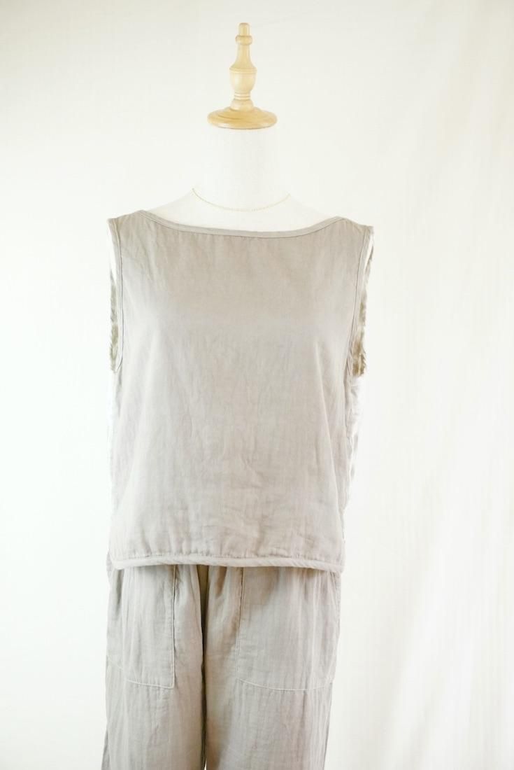 W gauze Back Open Tank Taupe 