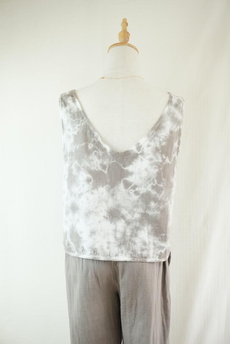 W gauze Back Open Tank Taupe 