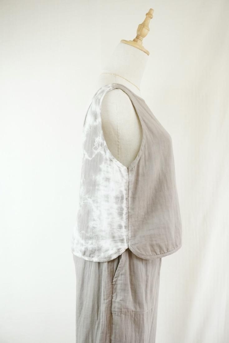 W gauze Back Open Tank Taupe 