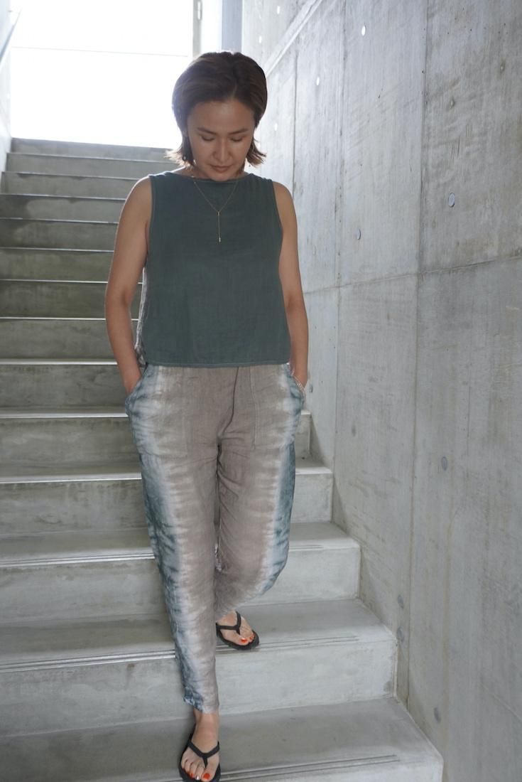 W gauze Back Open Tank Taupe 