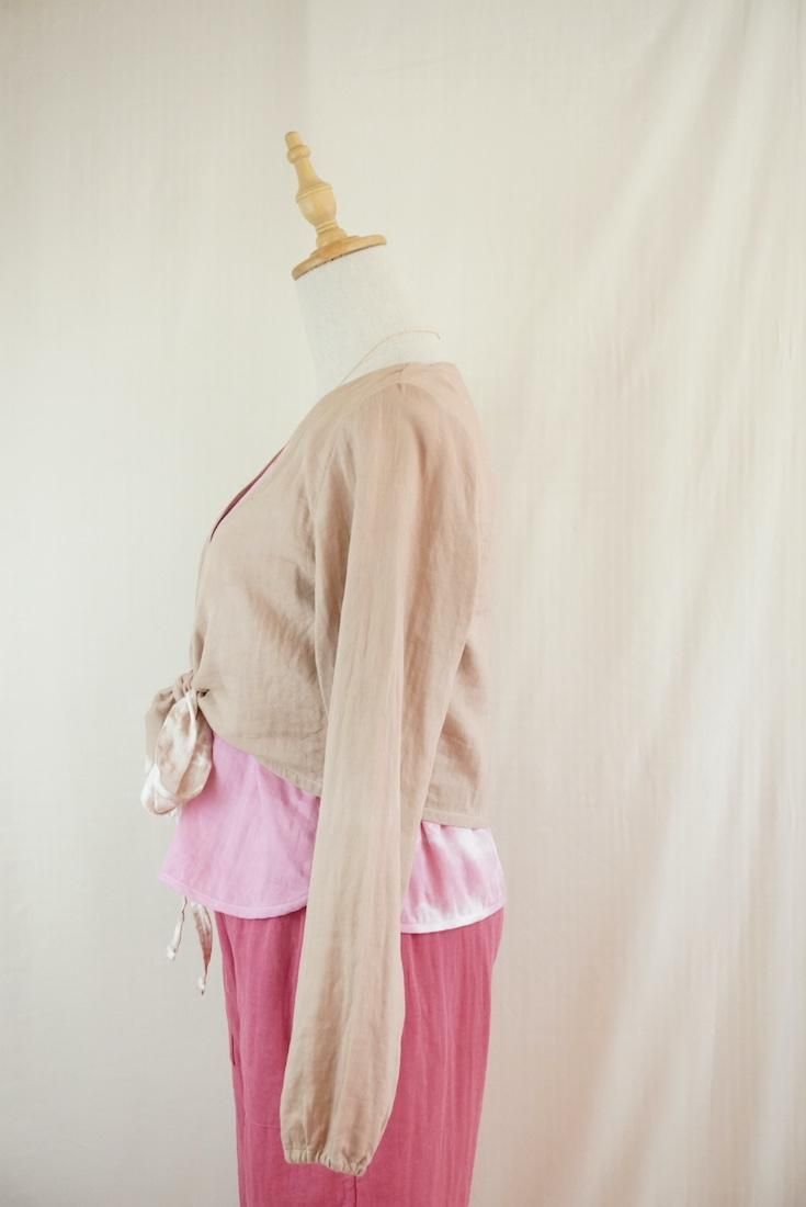 W gauze Ribbon Cardigan  Cafelate 