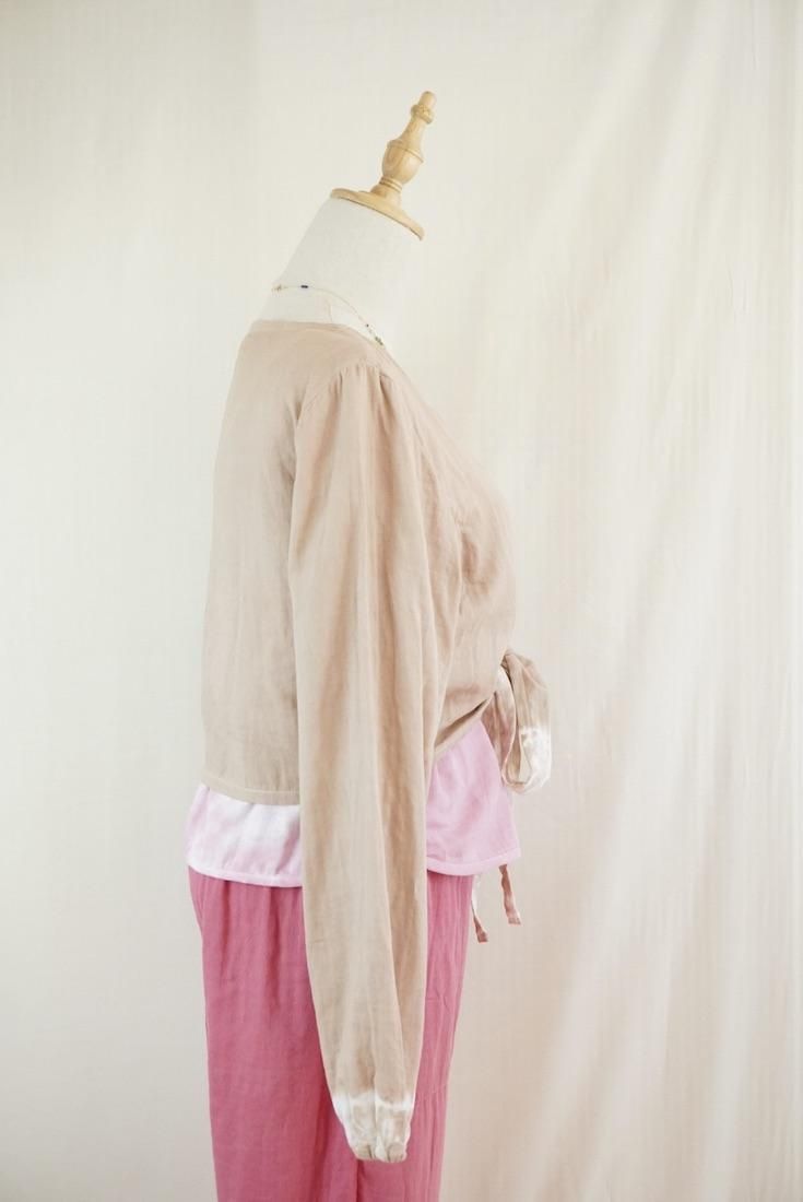 W gauze Ribbon Cardigan  Cafelate 