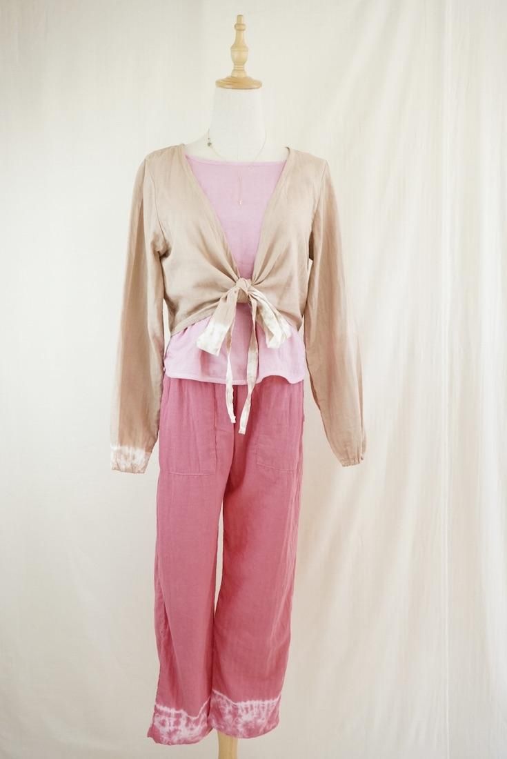 W gauze Ribbon Cardigan  Cafelate 