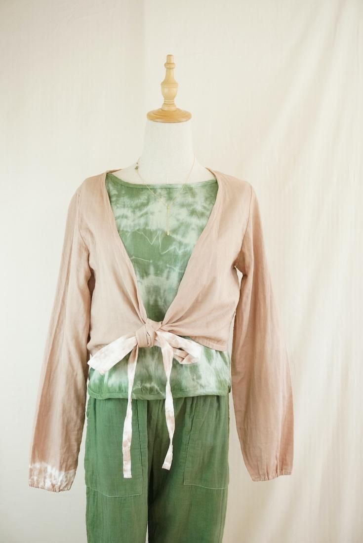 W gauze Ribbon Cardigan  Cafelate 