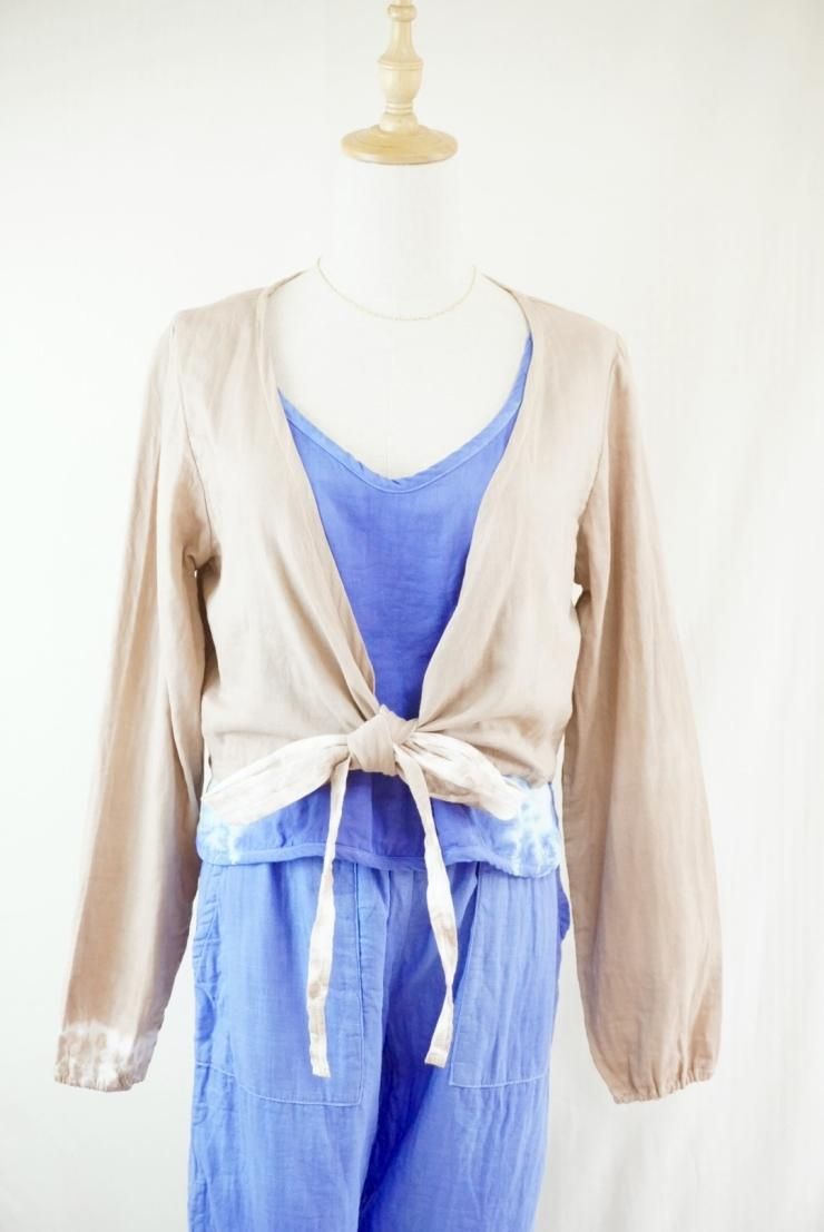 W gauze Ribbon Cardigan  Cafelate 