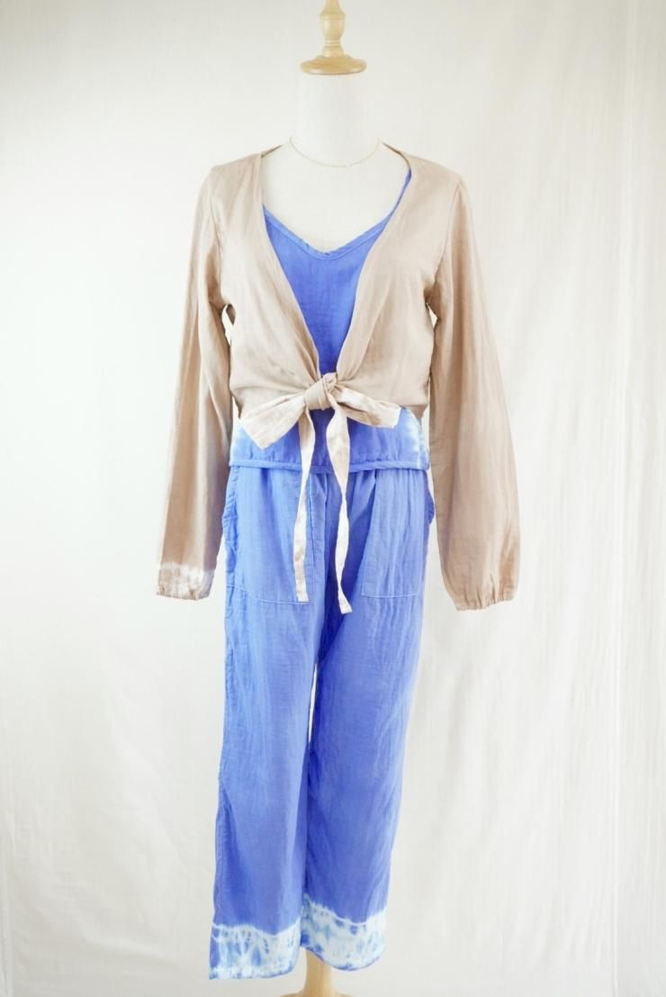 W gauze Ribbon Cardigan  Cafelate 