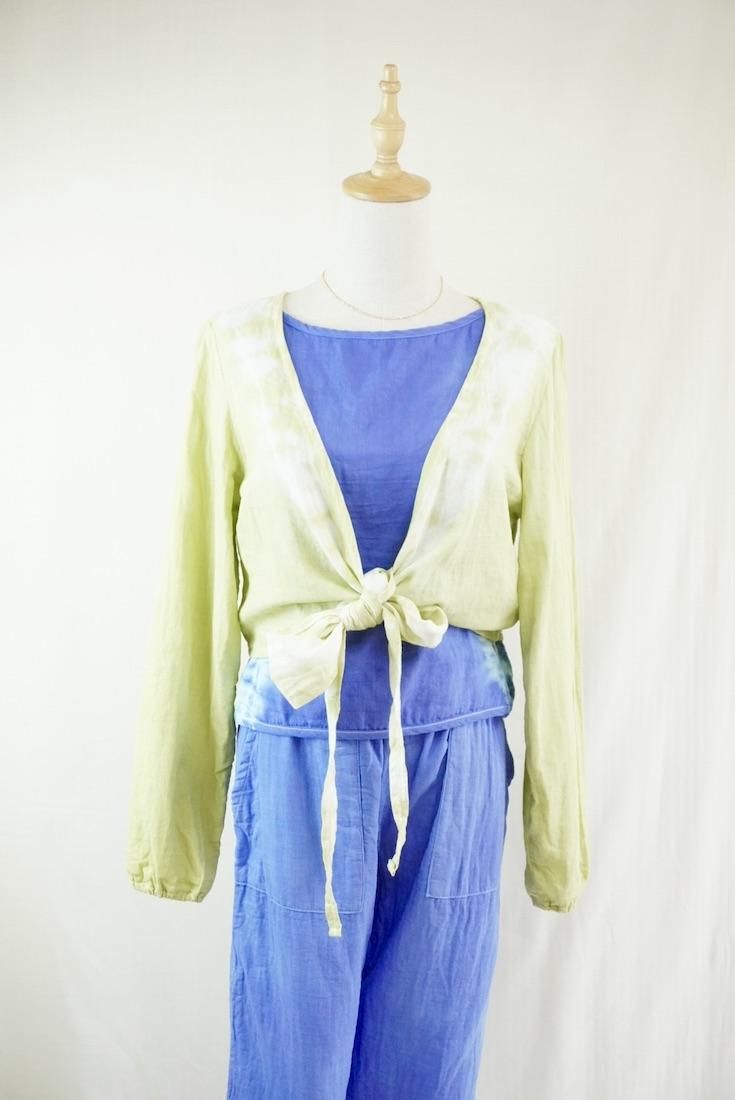 W gauze Ribbon Cardigan  Ginkgo 
