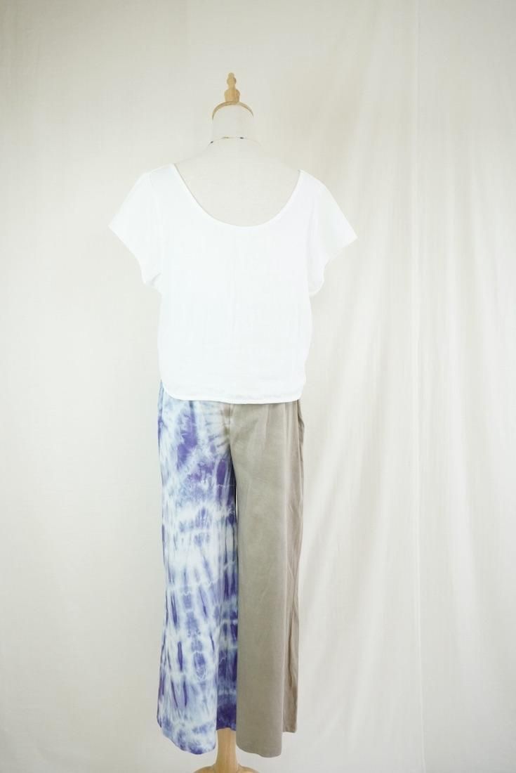 Cotton Relax Pants  Taupe x Lavender 