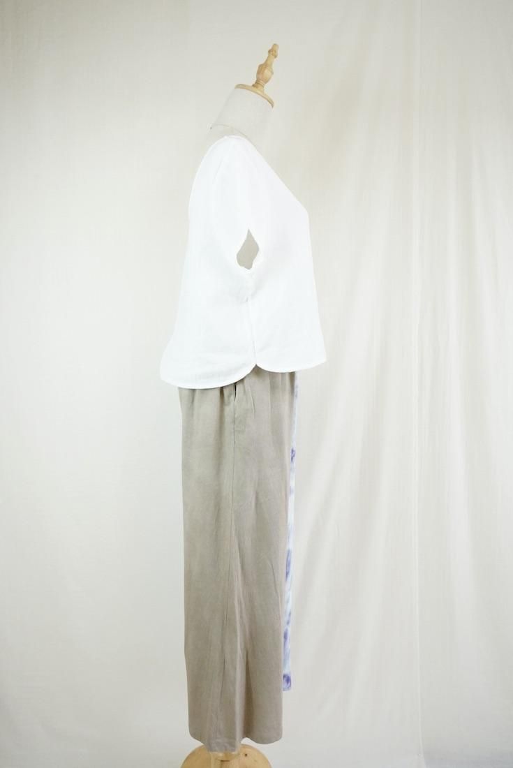 Cotton Relax Pants  Taupe x Lavender 