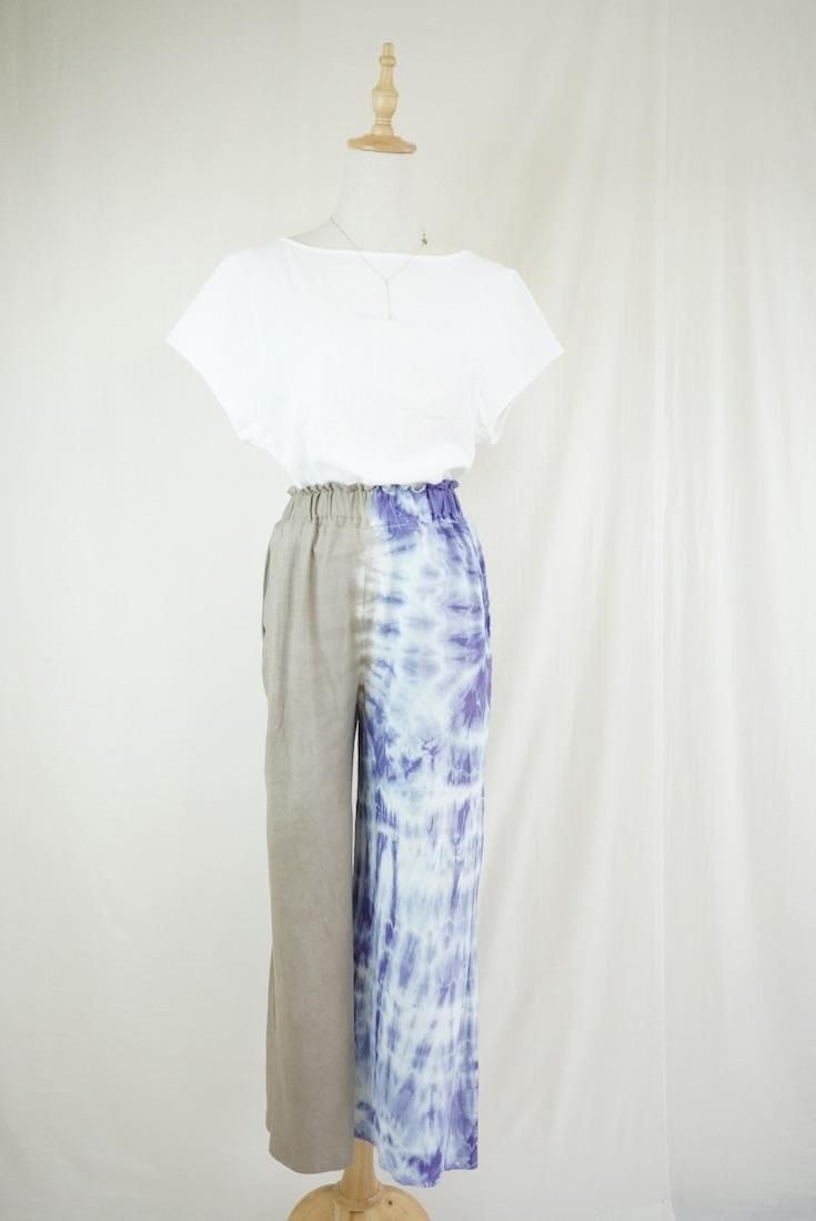 Cotton Relax Pants  Taupe x Lavender 