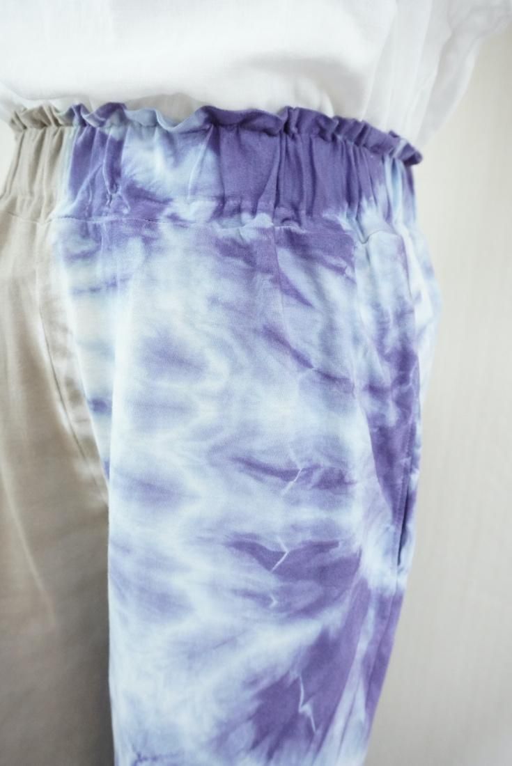 Cotton Relax Pants  Taupe x Lavender 