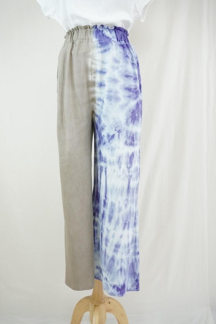 Cotton Relax Pants  Taupe x Lavender 