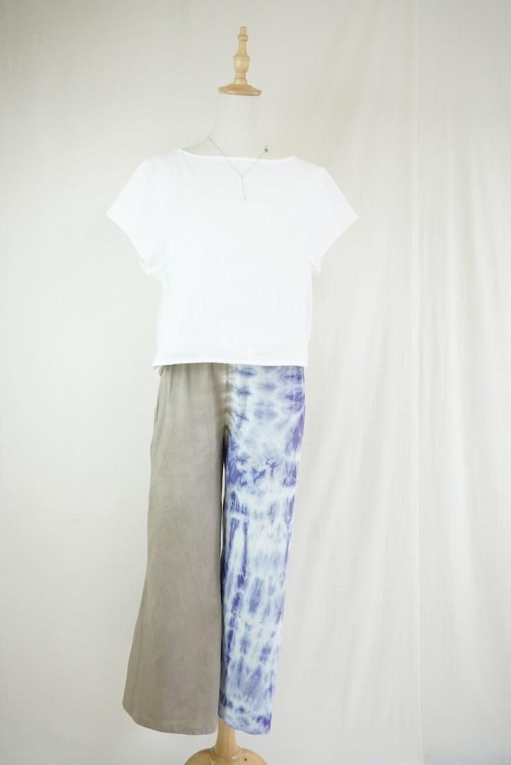 Cotton Relax Pants  Taupe x Lavender 