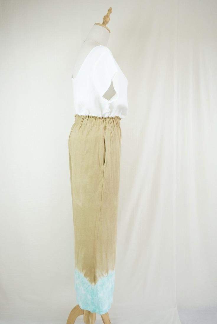 Cotton Relax Pants  Hazelnuts x Turquoise 